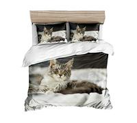 Sticker Superb Parure de Lit 2 Personnes 3D Motif Animal Conception Literie Ensemble 3 Pièces Double Literie Housse de Couette Automne Chat et Chien Motif Housse de Couette (# Cat 5, 220_x_240_cm)