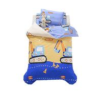 Sticker Superb Parure de Lit Animal Lion Dinosaure Fusée Galaxie Auto- Housse de Couette 120x150 cm + Taie d'oreiller 30x50cm + Drap-Housse 60x135cm, Coton Housse de Couette Enfant (Jaune 2)