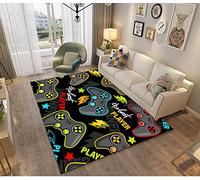 Sticker Superb. Tapis Chambre 3D Gamer Manette Moderne Tapis De Salon Antiderapant Graffiti Lettre Console De Jeu Décoration Tapis Doux Flanelle Area Rugs pour Ado Enfant Garcon (Coloré 1,80 * 160cm)