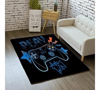 Sticker Superb. Tapis Chambre 3D Moderne Gamepad Gamer Ado Enfant Garçon Salon Tapis Antidérapant Graffiti Jeu Console Décoration Tapis Bouton d'action Flanelle Tapis Doux (Noir,120x160 cm)