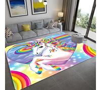 Sticker Superb. Tapis De Chambre Fille 3D Joli Licorne Girly Room Floor Décoratif Grands Carpet Cartoon Kids Play Jeu Crawl Mat Flanelle Memory Area Rug pour Salon (50x80cm, Coloré 2)