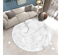 Sticker Superb. Tapis Rond en Marbre 3D Noir Blanc Gris Tapis de Salon Nordique Décoration Tapis Anti-dérapant Tapis Chambre Tapis Bébé Jeu Ramper Round Area Rug Lavage en Machine (Gris,100 cm)