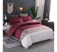 Sticker superb Violet Vert Gris Marron Homme Femme Housse de Couette avec Fermeture éclair, Belle Jardin Fleur 2/3 Pièces Parures de Lit avec Taie d'oreiller Microfibre Polyester (Rouge, 220x240cm)