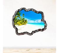 Sticker Trompe l’oeil Mur Brisé | Plage adhésifs Effet 3D | Stickers muraux Chambre enfant - Sticker Mural 3D - Vue panoramique - Adhesif Mural Trompe l'oeil Chambre (100x80 cm)
