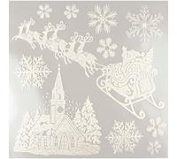 Sticker Vitrostatique Blanc Pailleté Traineau Noël