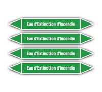 Stickers : 300x45 mm, 4 pièces - Groupe 1 - Eau - Identification de tuyauterie - selon la norme DIN 2403 - Langue : français - Eau d'Extinction d'Incendie