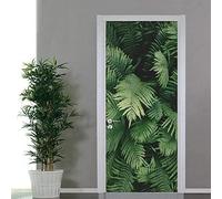 Stickers 3D Porte Poster Feuilles De Plantes Vertes Créatif Papier Peint Porte Trompe L'Oeil Pour Salon Chambre Décoration Maison