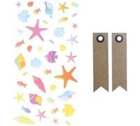 Stickers 3D Puffies coquillages + 20 étiquettes kraft Fanion Multicolore G