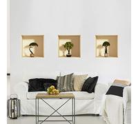 Stickers adhésifs 3D | Sticker Mural Autocollant Bonzais Japonais - Stickers muraux Chambre Adulte - Stickers muraux 3D - Decoration Murale Salon - Autocollants muraux Trompe l'oeil BONZAIS | 30x90cm
