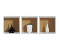 Stickers adhésifs 3D | Sticker Mural Autocollant effet 3D 3 vases artistiques - Stickers muraux Chambre Adulte - Stickers muraux 3D - Decoration Salon - Autocollants muraux Trompe l'oeil | 40x120cm