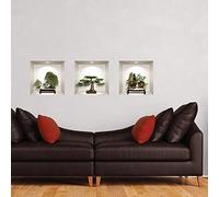Stickers adhésifs 3D | Sticker Mural Autocollant effet 3D bonsaï dans son nid - Stickers muraux Chambre Adulte - Stickers muraux 3D - Decoration Salon - Autocollants muraux Trompe l'oeil | 30x90cm