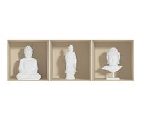 Stickers adhésifs 3D | Sticker Mural Autocollant effet 3D Bouddha blanc - Stickers muraux Chambre Adulte - Stickers muraux 3D - Decoration Murale Salon - Autocollants muraux Trompe l'oeil | 30x90cm