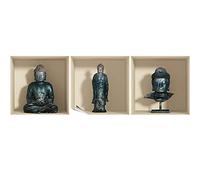 Stickers adhésifs 3D | Sticker Mural Autocollant effet 3D Bouddha - Stickers muraux Chambre Adulte - Stickers muraux 3D - Decoration Murale Salon - Autocollants muraux Trompe l'oeil | 40x120cm