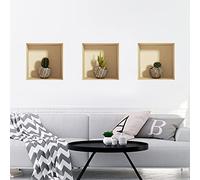 Stickers adhésifs 3D | Sticker Mural Autocollant effet 3D cactus exotiques - Stickers muraux Chambre Adulte - Stickers muraux 3D - Decoration Salon - Autocollants muraux Trompe l'oeil | 40x120cm