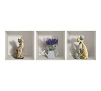 Stickers adhésifs 3D | Sticker Mural Autocollant effet 3D chats design et bouquet de lilas - Stickers muraux Chambre Adulte Salon - Stickers muraux 3D - Autocollants muraux Trompe l'oeil | 30x90cm