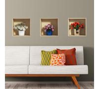 Stickers adhésifs 3D | Sticker Mural Autocollant effet 3D fleurs en bouquets - Stickers muraux Chambre Adulte - Stickers muraux 3D - Decoration Salon - Autocollants muraux Trompe l'oeil | 30x90cm