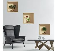 Stickers adhésifs 3D | Sticker Mural Autocollant effet 3D mandarinier, fleur et plante - Stickers muraux Chambre Adulte - Stickers muraux 3D - Déco Salon - Autocollants muraux Trompe l'oeil | 40x120cm