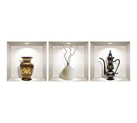 Stickers adhésifs 3D | Sticker Mural Autocollant effet 3D objets décoratifs anciens - Stickers muraux Chambre Adulte - Stickers muraux 3D - Déco Salon - Autocollants muraux Trompe l'oeil | 30x90cm