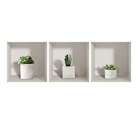 Stickers adhésifs 3D | Sticker Mural Autocollant effet 3D plantes cactus à pots - Stickers muraux Chambre Adulte - Stickers muraux 3D - Decoration Salon - Autocollants muraux Trompe l'oeil | 40x120cm