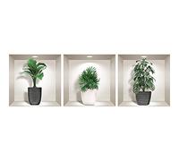 Stickers adhésifs 3D | Sticker Mural Autocollant effet 3D plantes chics - Stickers muraux Chambre Adulte - Stickers muraux 3D - Decoration Murale Salon - Autocollants muraux Trompe l'oeil | 30x90cm