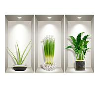 Stickers adhésifs 3D | Sticker Mural Autocollant effet 3D plantes des tropiques - Stickers muraux Chambre Adulte - Stickers muraux 3D - Decoration Salon - Autocollants muraux Trompe l'oeil | 60x90cm