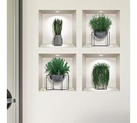 Stickers adhésifs 3D | Sticker Mural Autocollant effet 3D plantes grasses - Stickers muraux Chambre Adulte - Stickers muraux 3D - Decoration Salon - Autocollants muraux Trompe l'oeil | 60 x 60 cm