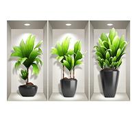 Stickers adhésifs 3D | Sticker Mural Autocollant effet 3D plantes longues exotiques - Stickers muraux Chambre Adulte - Stickers muraux 3D - Déco Salon - Autocollants muraux Trompe l'oeil | 60x90cm