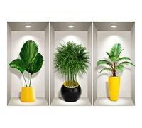 Stickers adhésifs 3D | Sticker Mural Autocollant effet 3D plantes tropicales - Stickers muraux Chambre Adulte - Stickers muraux 3D - Decoration Salon - Autocollants muraux Trompe l'oeil | 80x120cm