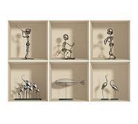 Stickers adhésifs 3D | Sticker Mural Autocollant effet 3D Postures design en aluminium - Stickers muraux Chambre Adulte - Stickers muraux 3D - Déco Salon - Autocollants muraux Trompe l'oeil | 60x90cm