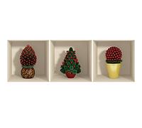 Stickers adhésifs 3D | Sticker Mural Autocollant effet 3D sapins de Noël - Stickers muraux Chambre Adulte - Stickers muraux 3D - Decoration Murale Salon - Autocollants muraux Trompe l'oeil | 30x90cm