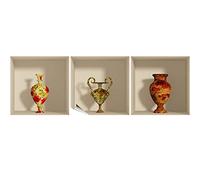Stickers adhésifs 3D | Sticker Mural Autocollant effet 3D vases anciennes - Stickers muraux Chambre Adulte - Stickers muraux 3D - Decoration Murale Salon - Autocollants muraux Trompe l'oeil | 40x120cm