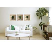 Stickers adhésifs 3D | Sticker Mural Autocollant Petit buisson - Stickers muraux Chambre Adulte - Stickers muraux 3D - Decoration Murale Salon - Autocollants muraux Trompe l'oeil Vases| 30x90cm