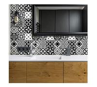 Stickers adhésifs carrelages | Sticker Autocollant Carreaux de ciment - Mosaïque carrelage mural salle de bain et cuisine | Carreaux de ciment adhésif mural - azulejos 15 x 15 cm - 30 pièces