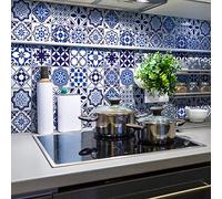 Stickers adhésifs carrelages | Sticker Autocollant Carreaux de ciment - Mosaïque carrelage mural salle de bain et cuisine | Carreaux de ciment adhésif mural - azulejos 10 x 10 cm - 24 pièces