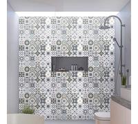 Stickers adhésifs carrelages | Sticker Autocollant Carreaux de Ciment - Mosaïque carrelage Mural Salle de Bain et Cuisine | Carreaux de Ciment adhésif Mural - azulejos 20 x 20 cm - 30 pièces