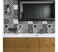 Stickers adhésifs carrelages | Sticker Autocollant Carreaux de ciment - Mosaïque carrelage mural salle de bain et cuisine | Carreaux de ciment adhésif mural - azulejos 10 x 10 cm - 30 pièces