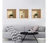 Stickers adhésifs Effet 3D | Sticker Autocollant Petits Palmiers - Décoration murale trompe l'œil Chambre et Salon - Lot de 3 Pièces 30 x 30 cm