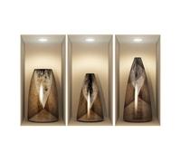 Stickers adhésifs Effet 3D | Sticker Autocollant Vases en bois vintage - Décoration murale trompe l'œil Chambre et Salon - Lot de 3 Pièces 30 x 30 cm