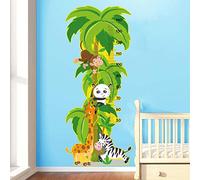 Stickers adhésifs Toise | Sticker Autocollant animaux de la jungle - Décoration murale chambre enfants | 145 x 60 cm