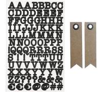 Stickers alphabet et chiffres noir + 20 étiquettes kraft Fanion Multicolore G