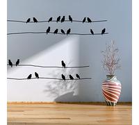 Stickers Animaux | Sticker mural oiseaux - Papier peint décoration chambre et salon | 30 x 55 cm - Noir