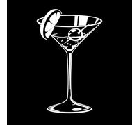 Stickers artistiques en vinyle Cocktail Martini au bar de plage (alcool) 32x50.8cm Décoration artistique Blanc