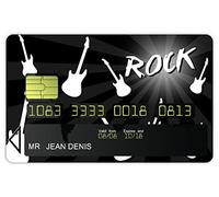 stickers, autocollants, adhésifs carte bancaire motif FILLE ROCK -- FABRICATION FRANCAISE --