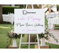 Stickers Autocollants Personnalisé Panneau Mariage - Panneau Bienvenue - Mariage - Baptême - Anniversaire - 30 polices - Taille au Choix - 19 Couleurs