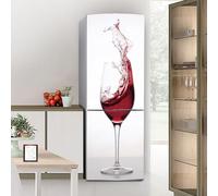Stickers autocollants pour frigo, autocollant de réfrigérateur couvrant entièrement la porte du réfrigérateur, autocollants muraux pour décalcomanie de cuisine, verre à vin secoué rouge et blanc