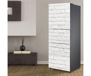 Stickers autocollants pour frigo, autocollant de réfrigérateur couvrant entièrement la porte du réfrigérateur, autocollants muraux pour décalcomanie de cuisine, mur de briques rétro blanc