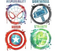 Stickers Avengers repositionnables 4 Logo des Super-héros en dessin Marvel 92,7CM X 21,9CM