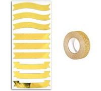 Stickers bannières dorées + masking tape doré à paillettes 5 m Doré G