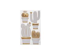 Stickers Brillants Cactus 24x41cm Blanc & Or