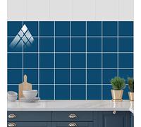 Stickers Carrelage 15X15 Bleu Adhesive Murale,Stickers Carrelage Auto-Adhésif En Pvc Autocollant En Tuile,Imperméable Effet Carreaux Pour Salle De Bain Cuisine（10Pcs）